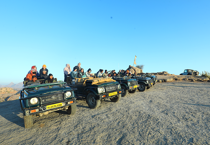 Safe, organised safari convoy at Jawai